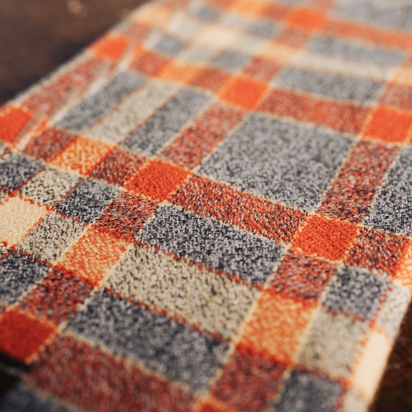 EDC Hank | Grau / Orange / Gelb kariert | französischer Flanell | 100% Baumwolle