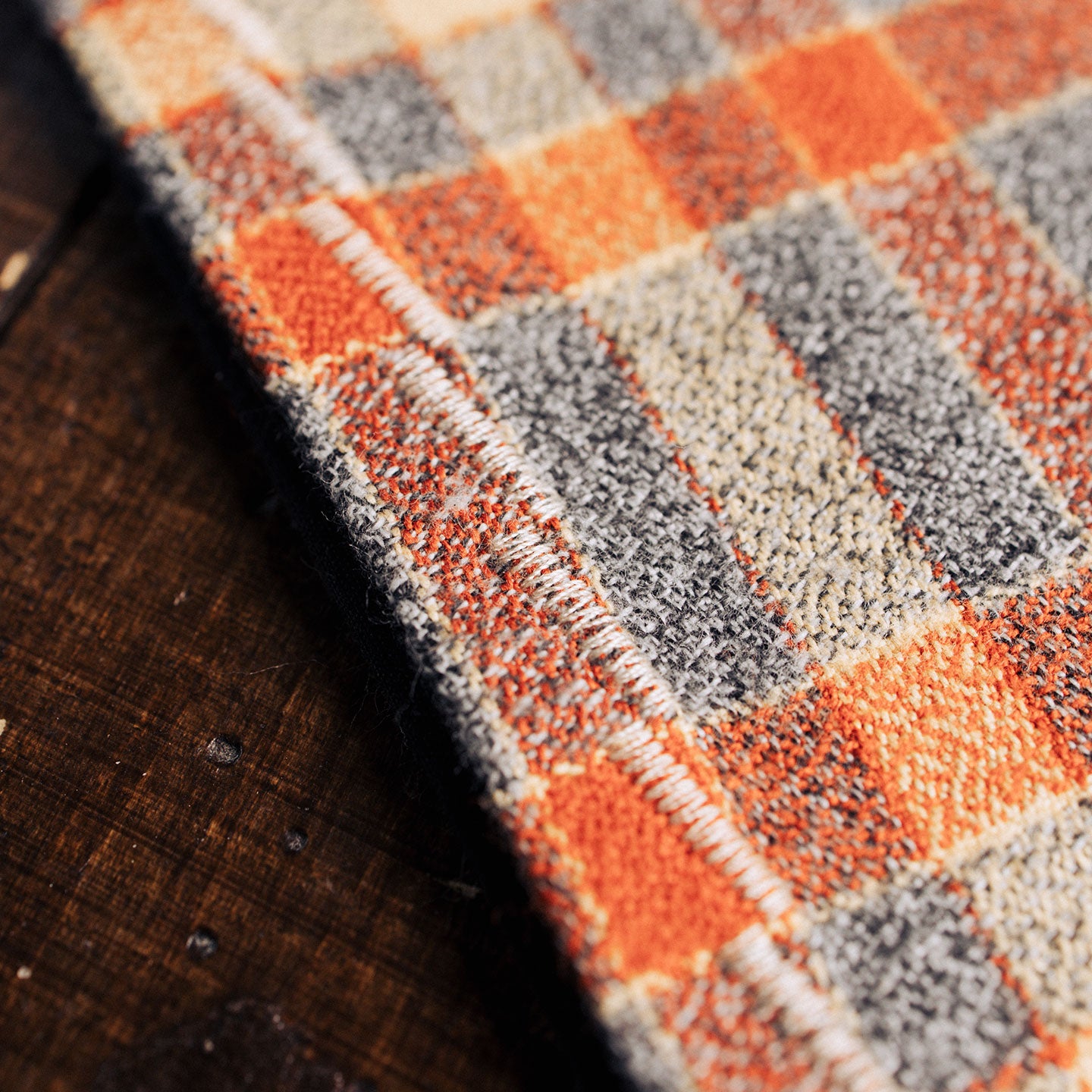 EDC Hank | Grau / Orange / Gelb kariert | französischer Flanell | 100% Baumwolle