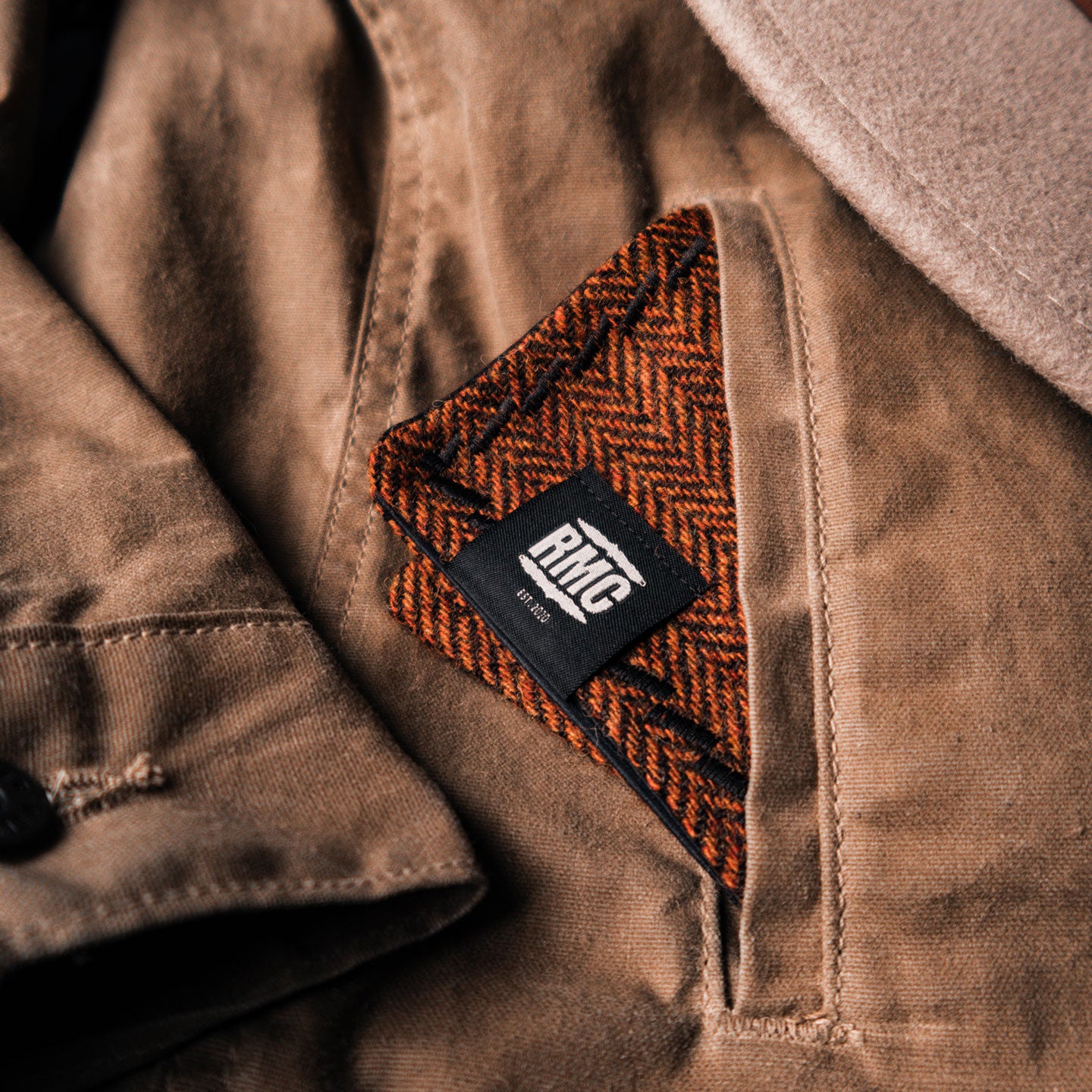EDC Hank | Orange Fischgrät | Tweed | 100% Shetland Wolle