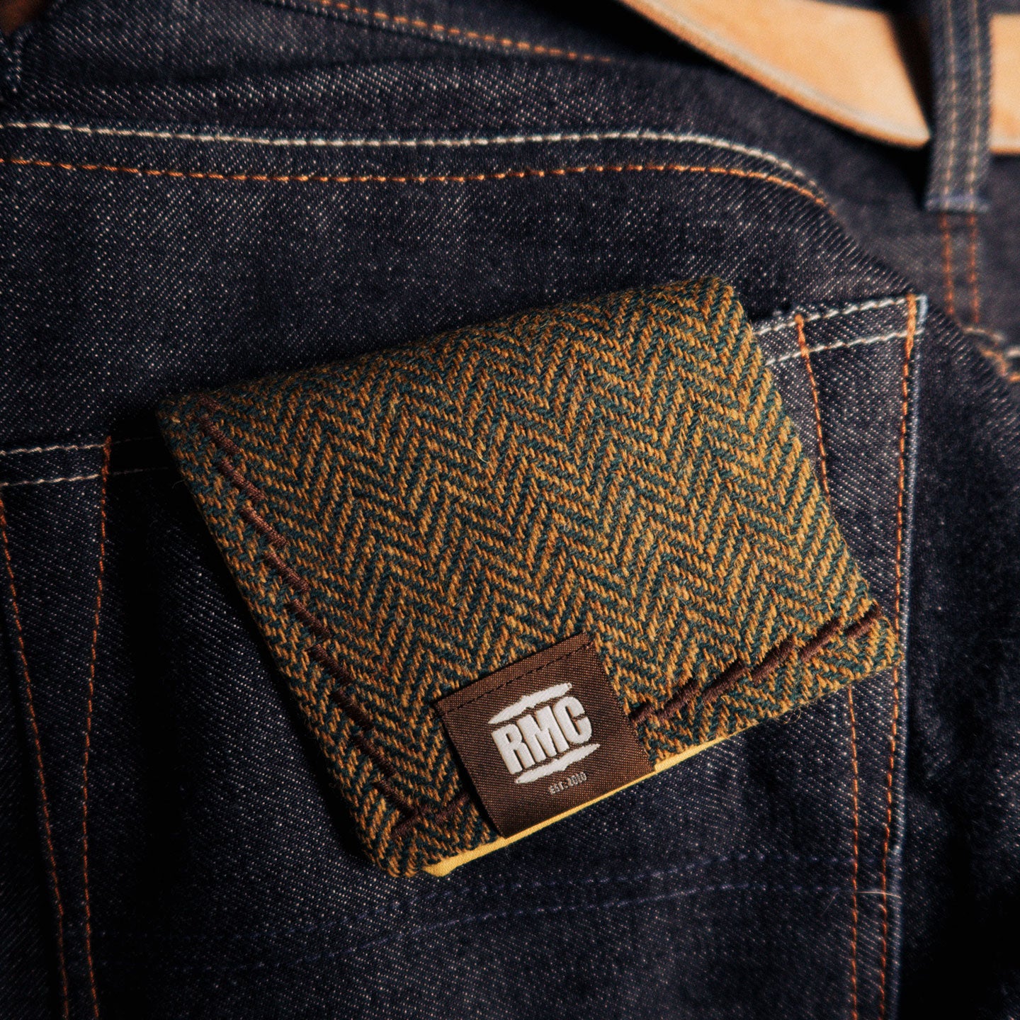 EDC Hank | Senfgelb / Petrol Fischgrät | Tweed | 100% Shetland Wolle