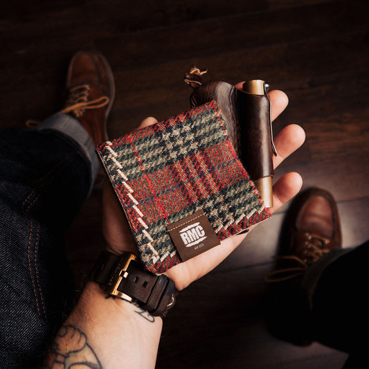EDC Hank | Rot / Grün kariert | Tweed | 100% Shetland Wolle
