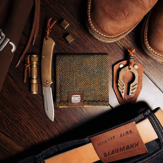 EDC Hank | Senfgelb / Petrol Fischgrät | Tweed | 100% Shetland Wolle