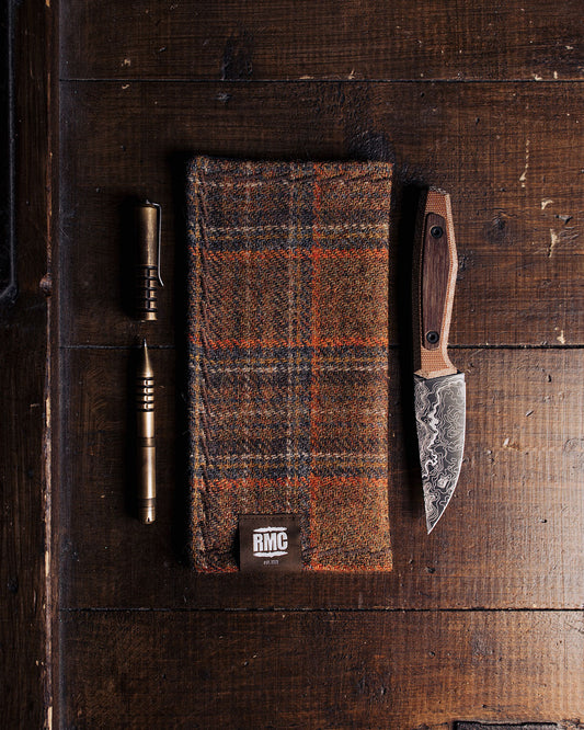 EDC Hank | Orange / Braun kariert | Tweed | 100% Shetland Wolle
