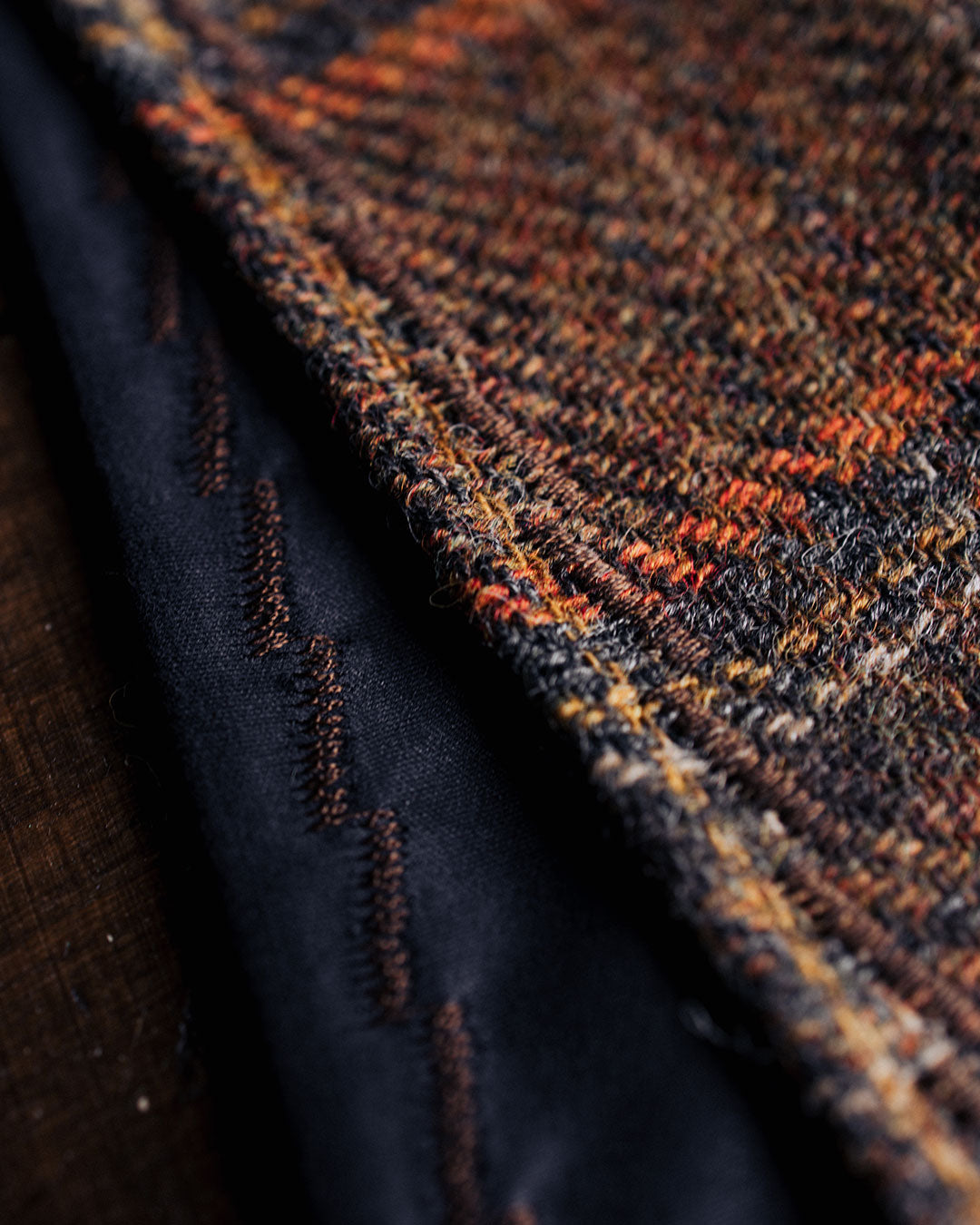 EDC Hank | Orange / Braun kariert | Tweed | 100% Shetland Wolle