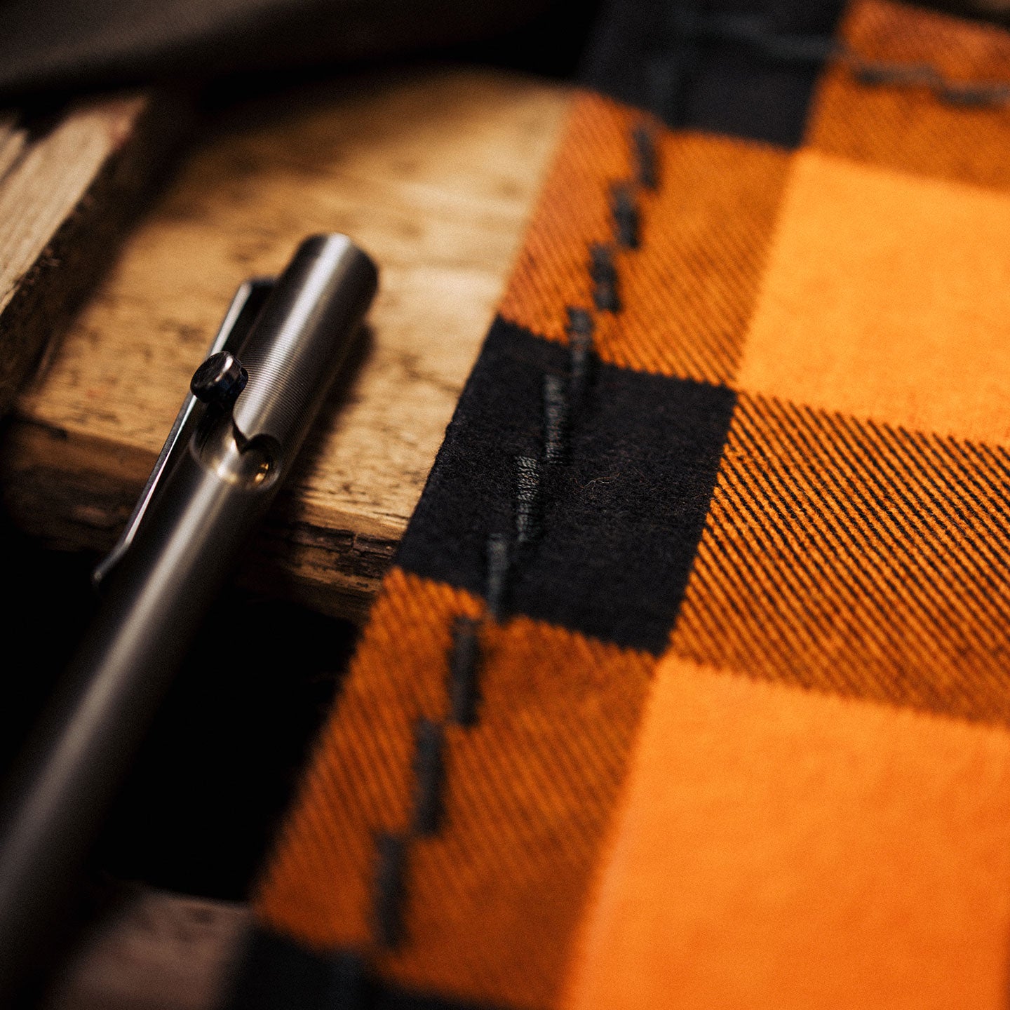 EDC Hank | Orange / Schwarz Holzfäller kariert | Flanell | 100% Baumwolle