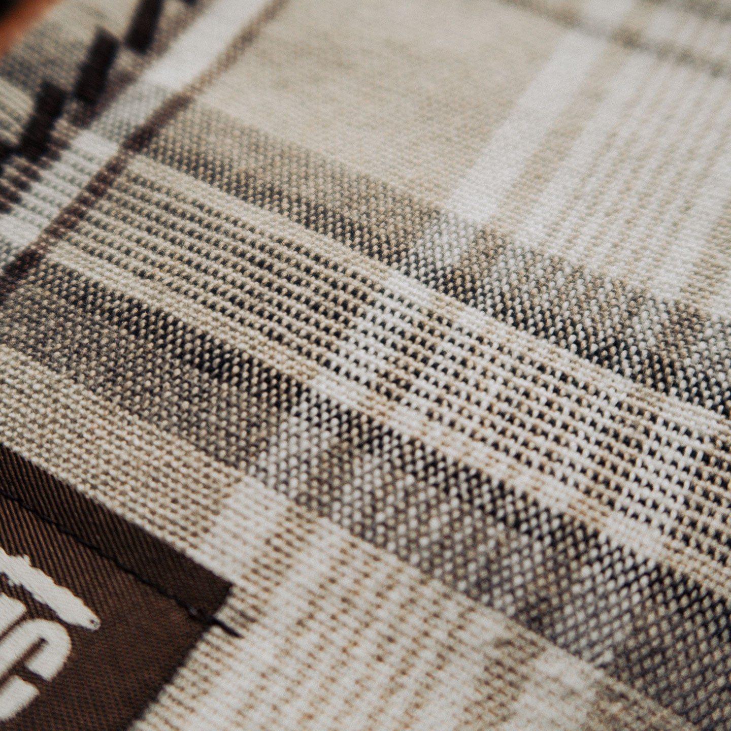handkerchief | beige / brown checkered cotton / linen mix