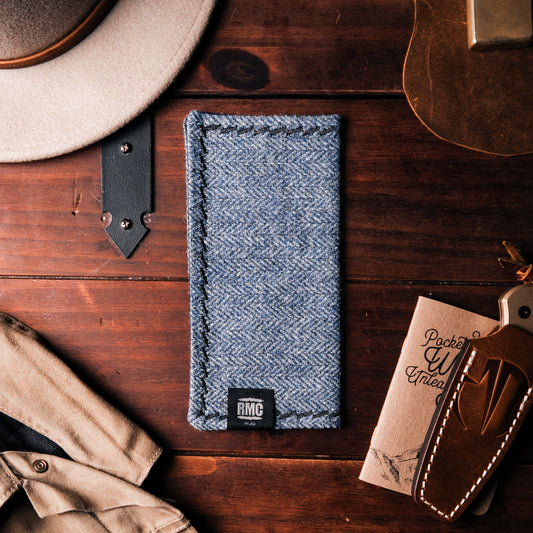 EDC Hank | Himmelblau Fischgrät | Tweed | 100% Shetland Wolle