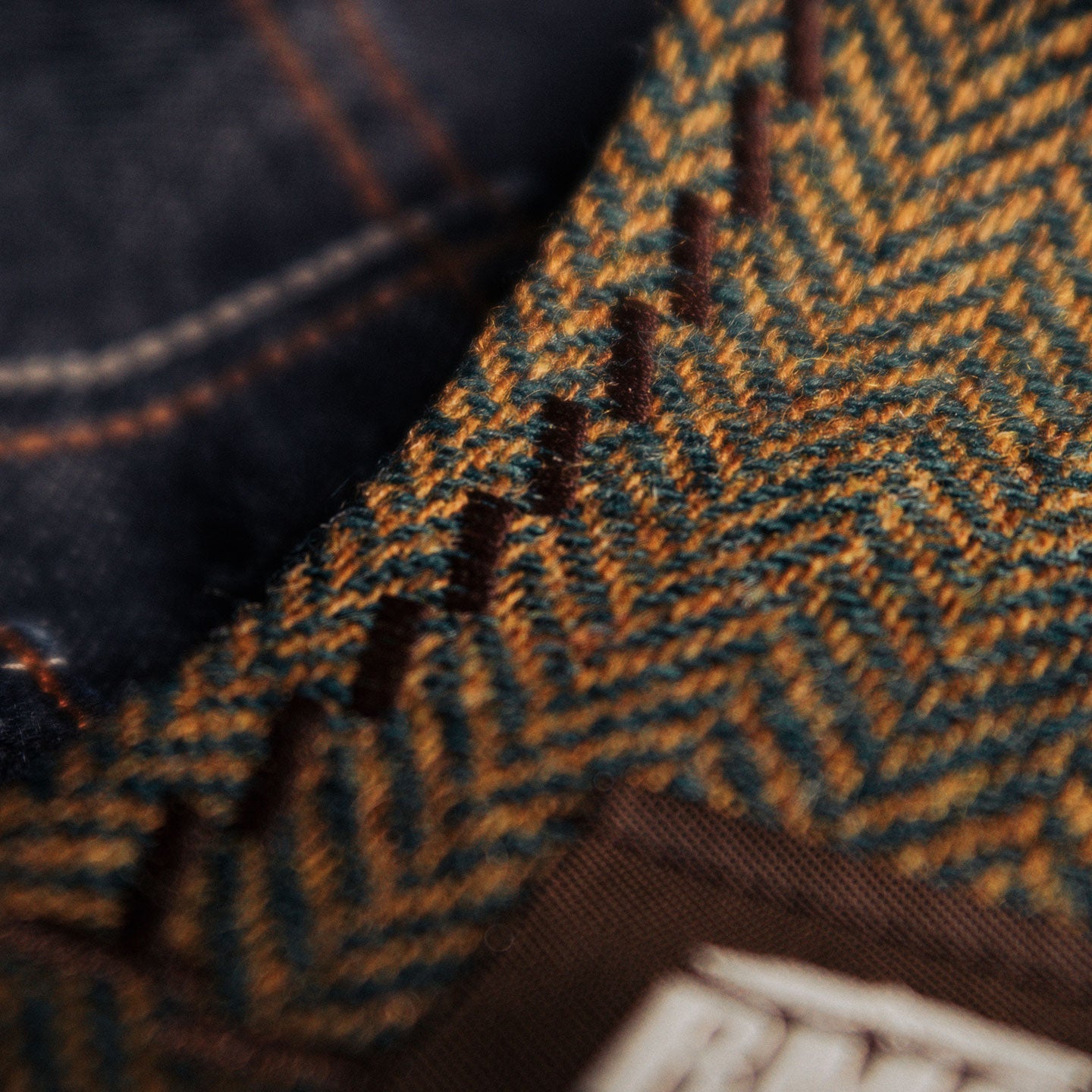 EDC Hank | Senfgelb / Petrol Fischgrät | Tweed | 100% Shetland Wolle