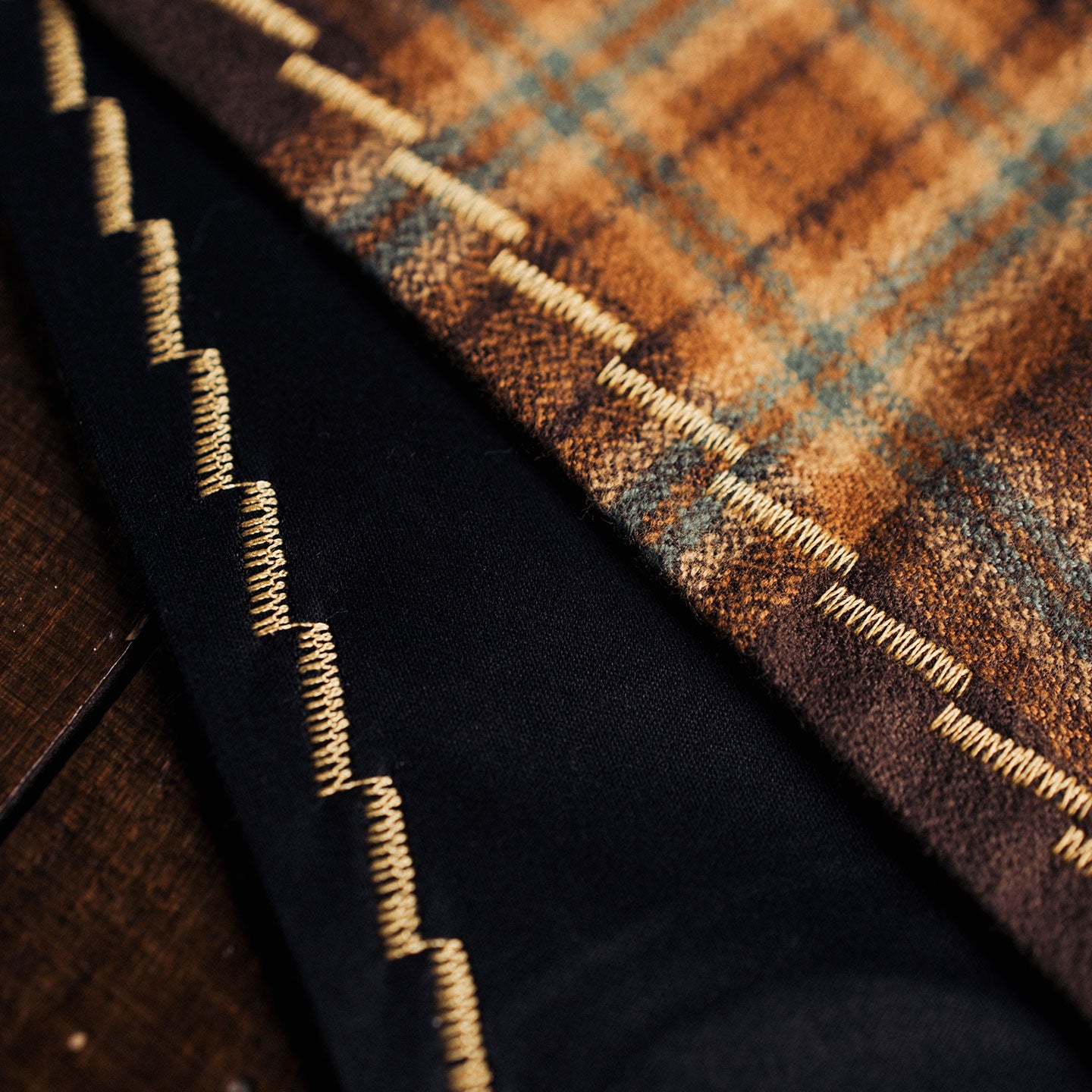 handkerchief | brown / beige / petrol check | french flannel