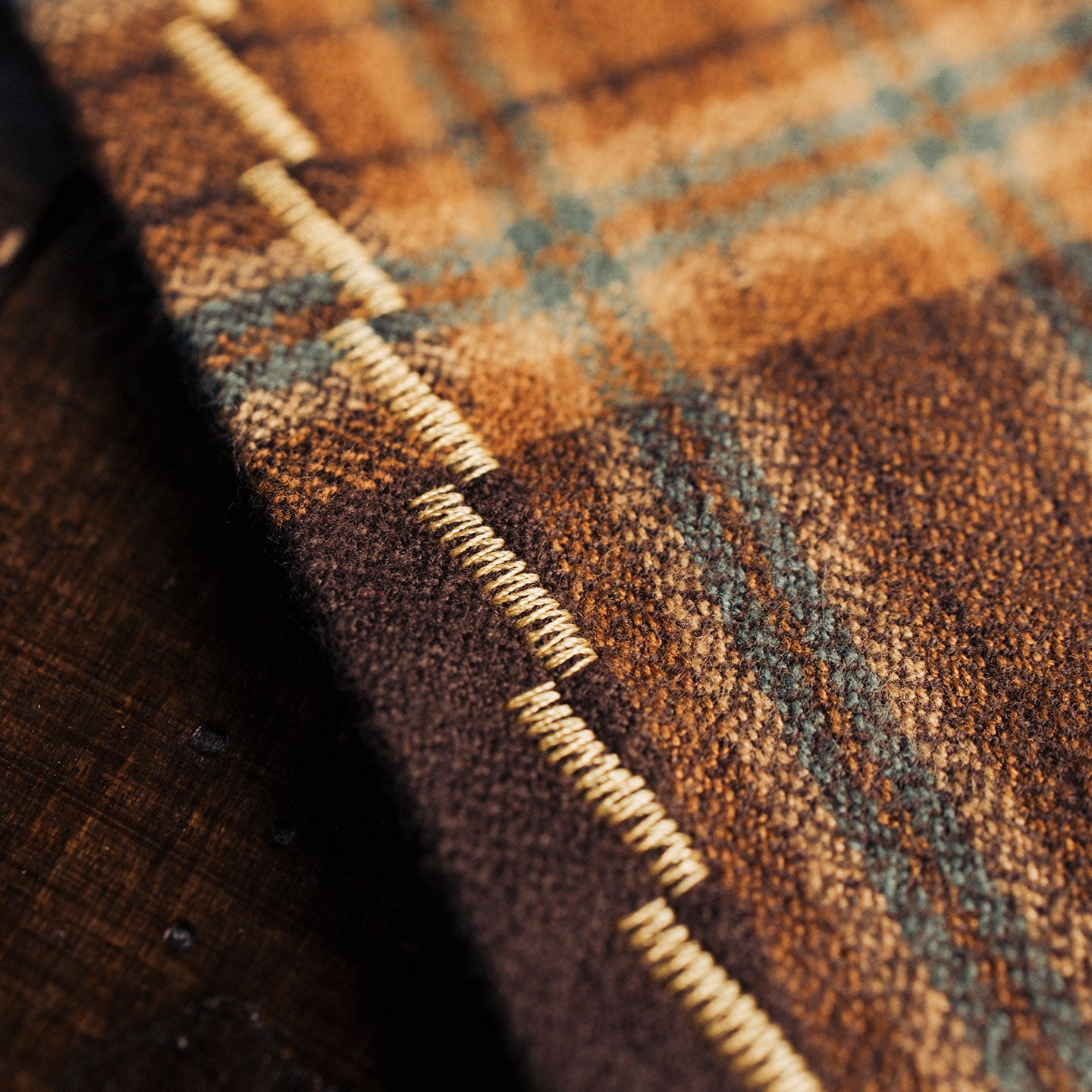 handkerchief | brown / beige / petrol check | french flannel