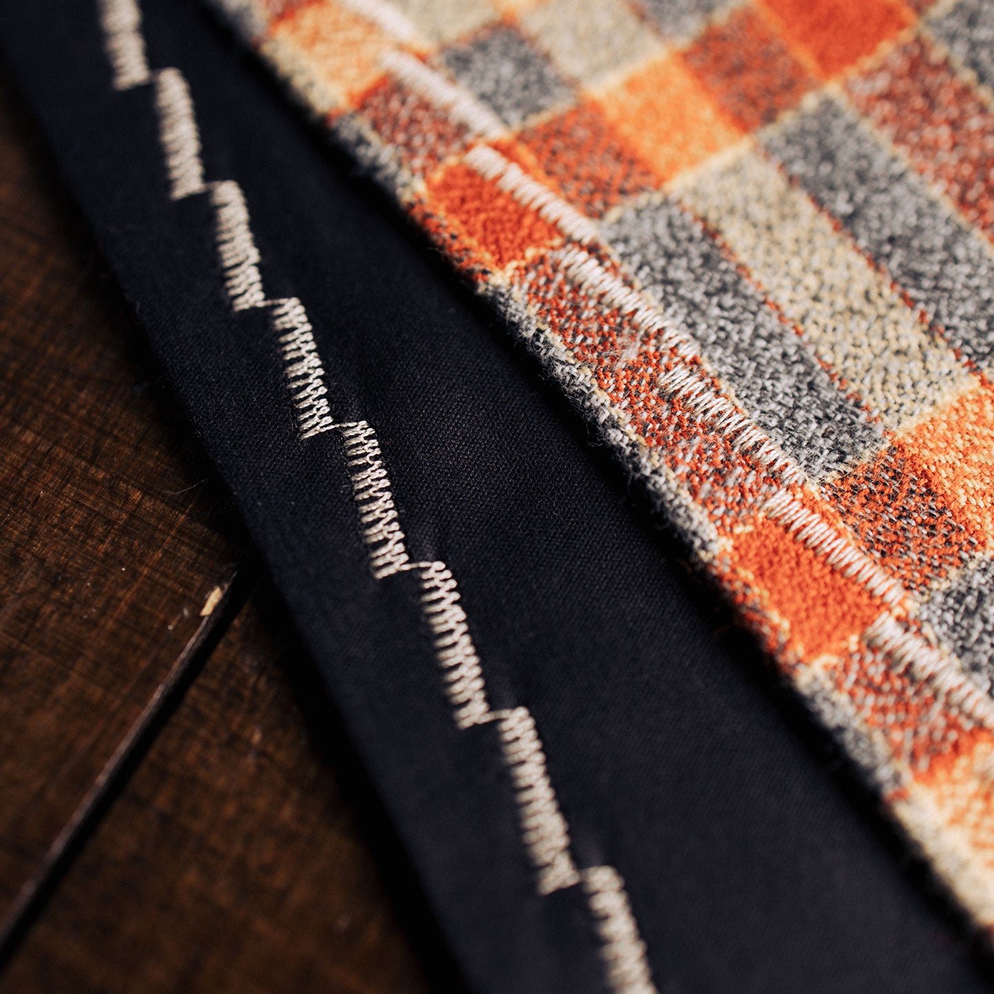 handkerchief | gray / orange / yellow check | french flannel