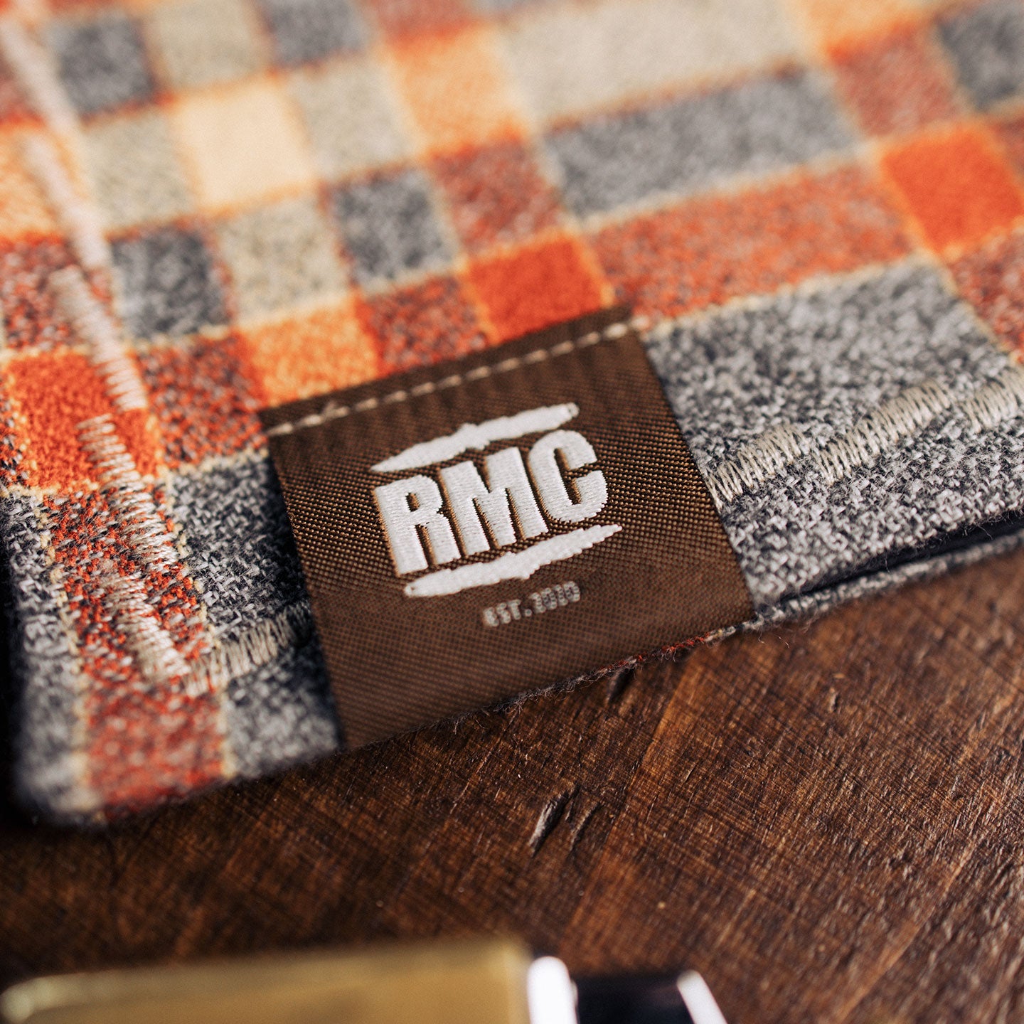 handkerchief | gray / orange / yellow check | french flannel