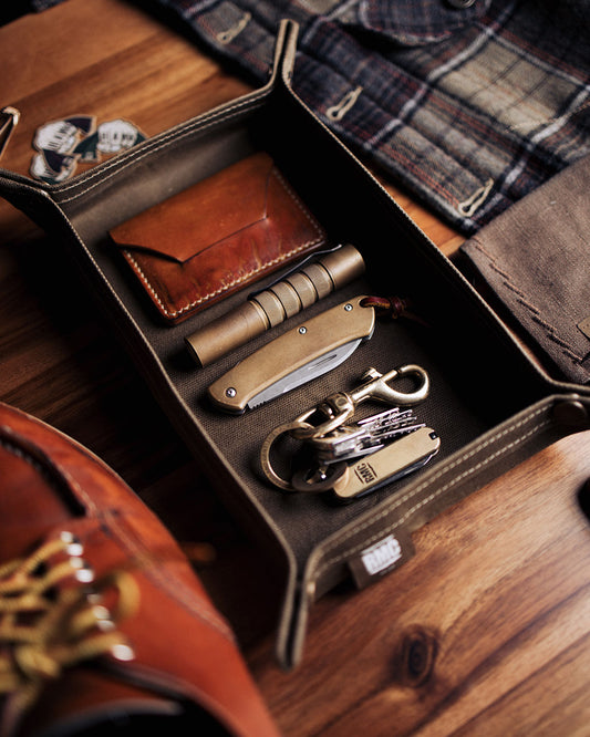 Valet Tray | OD green | 16oz waxed canvas